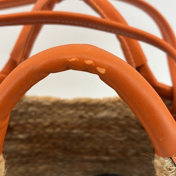 NEW & Other Stories Tote Bag with Orange Leather Trim in Natural Straw-Neutral - Picture 9 of 9
